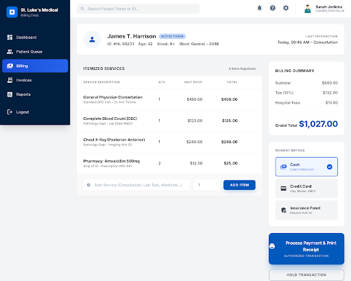 Cashier Settlement & Itemized Invoicing Modal