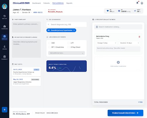 Interactive Consultation & Prescription Workspace